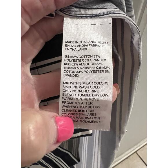 Chicos Blue White Striped Button Front Tunic No Iron Stretch Sz 20 - Picture 4 of 5